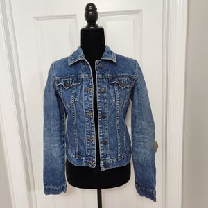 Abercrombie & Fitch Medium to Dark Wash Cotton Denim Jacket